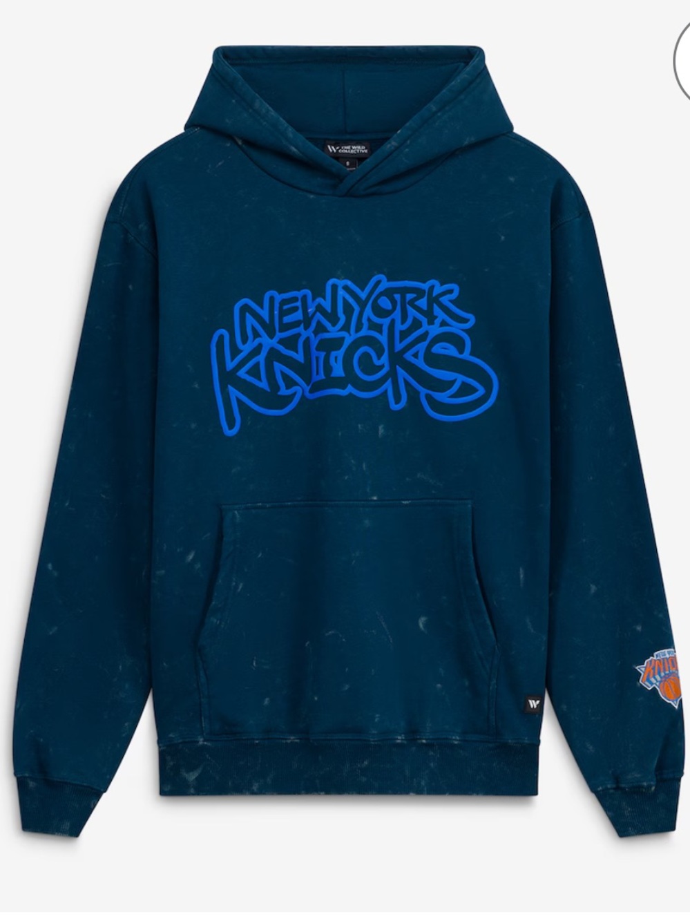 NWOT  Unisex New York Knicks The Wild Collective Blue Tonal Acid Wash Pullover